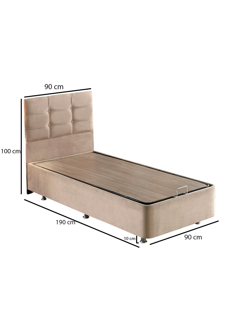 Base de cama e cabeceira para cama individual castanho claro