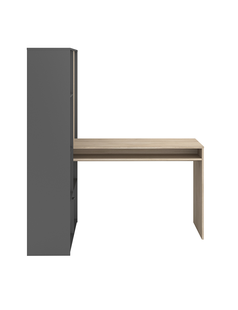 Secretária Shadow Carvalho e Cinza Escuro