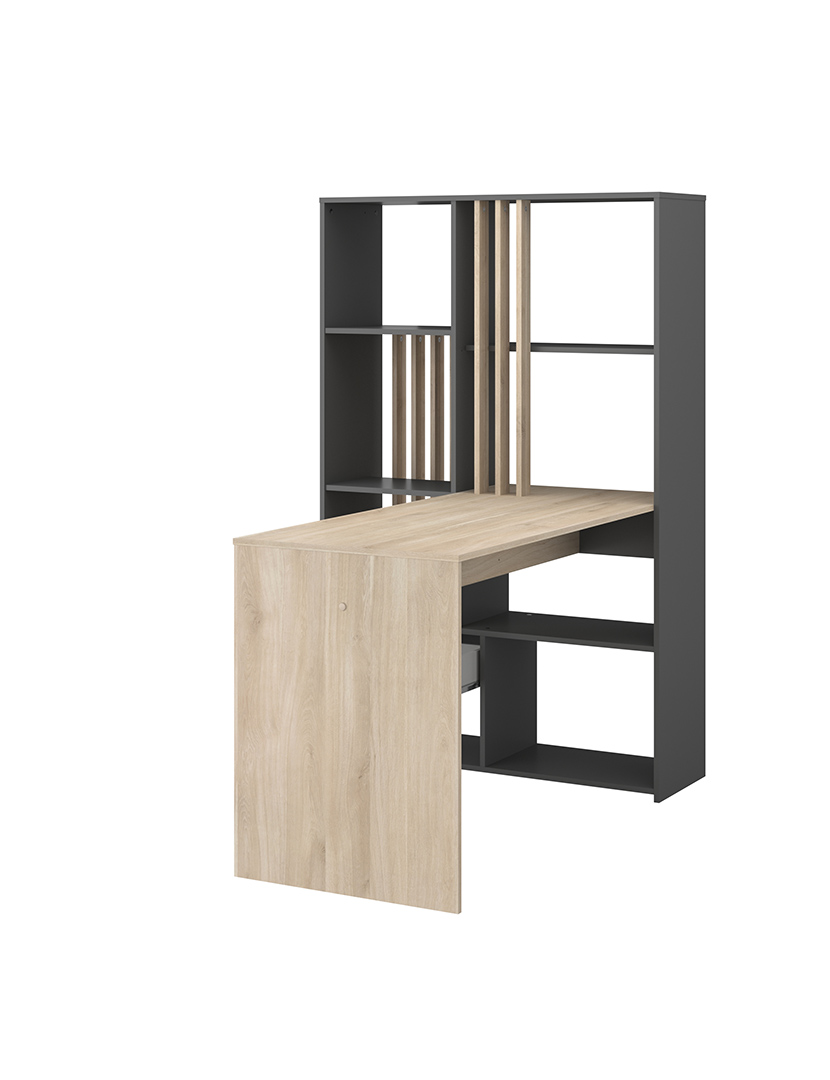 Secretária Shadow Carvalho e Cinza Escuro