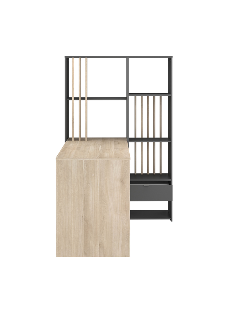 Secretária Shadow Carvalho e Cinza Escuro