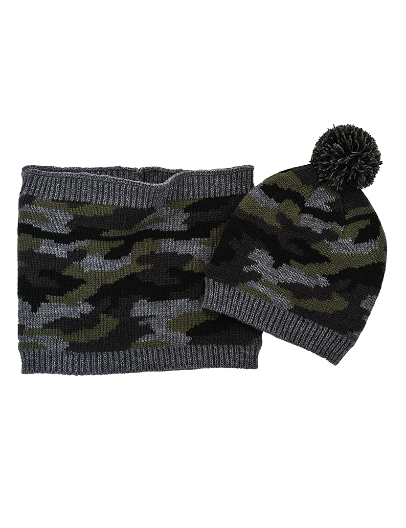 Conjunto Bebé Gorro e Gola Cinzento