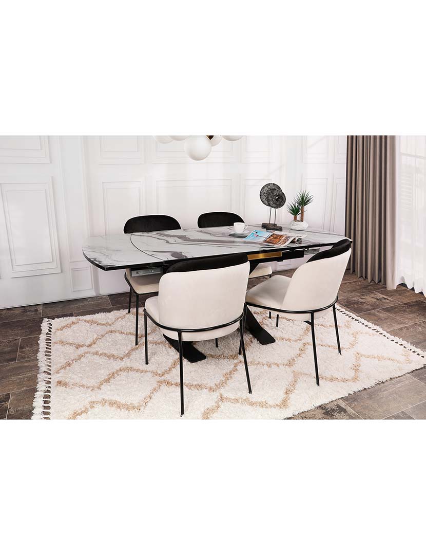 Conjunto 2 Cadeiras Dore 145 Preto/Creme