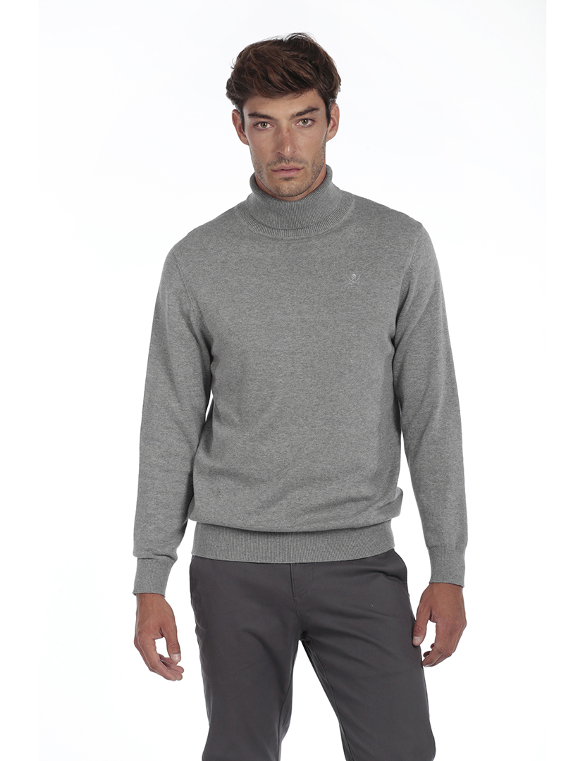 Camisola Gola Alta Homem Cinzento