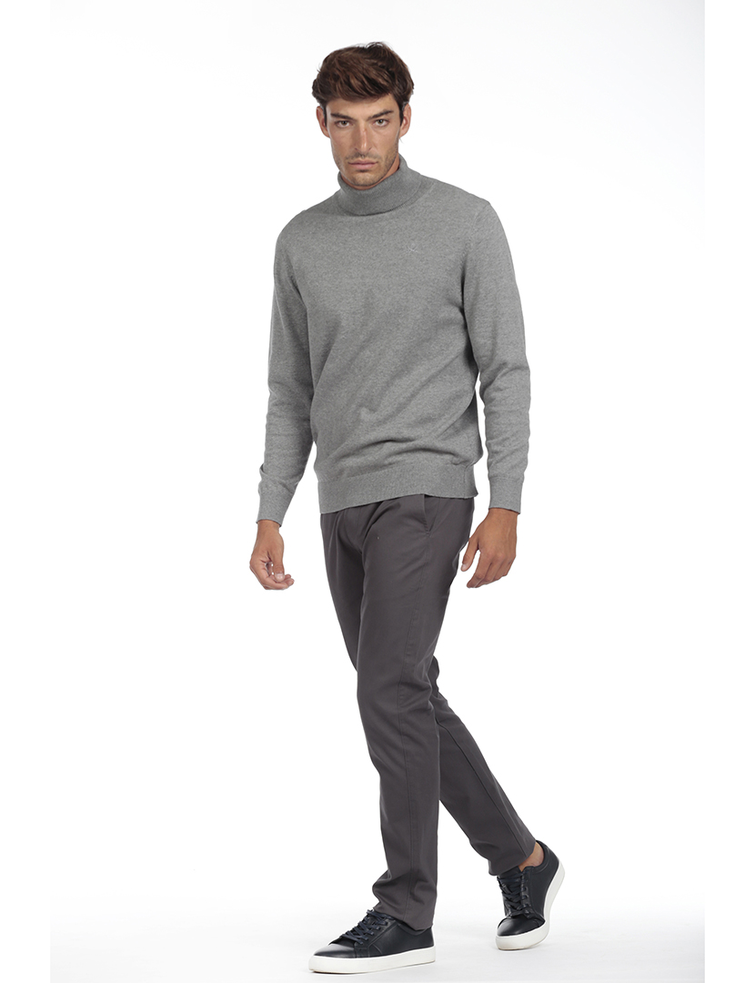 Camisola Gola Alta Homem Cinzento