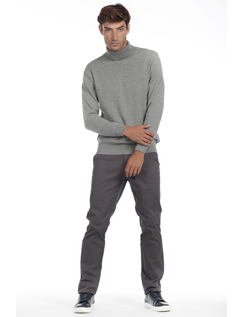 Camisola Gola Alta Homem Cinzento