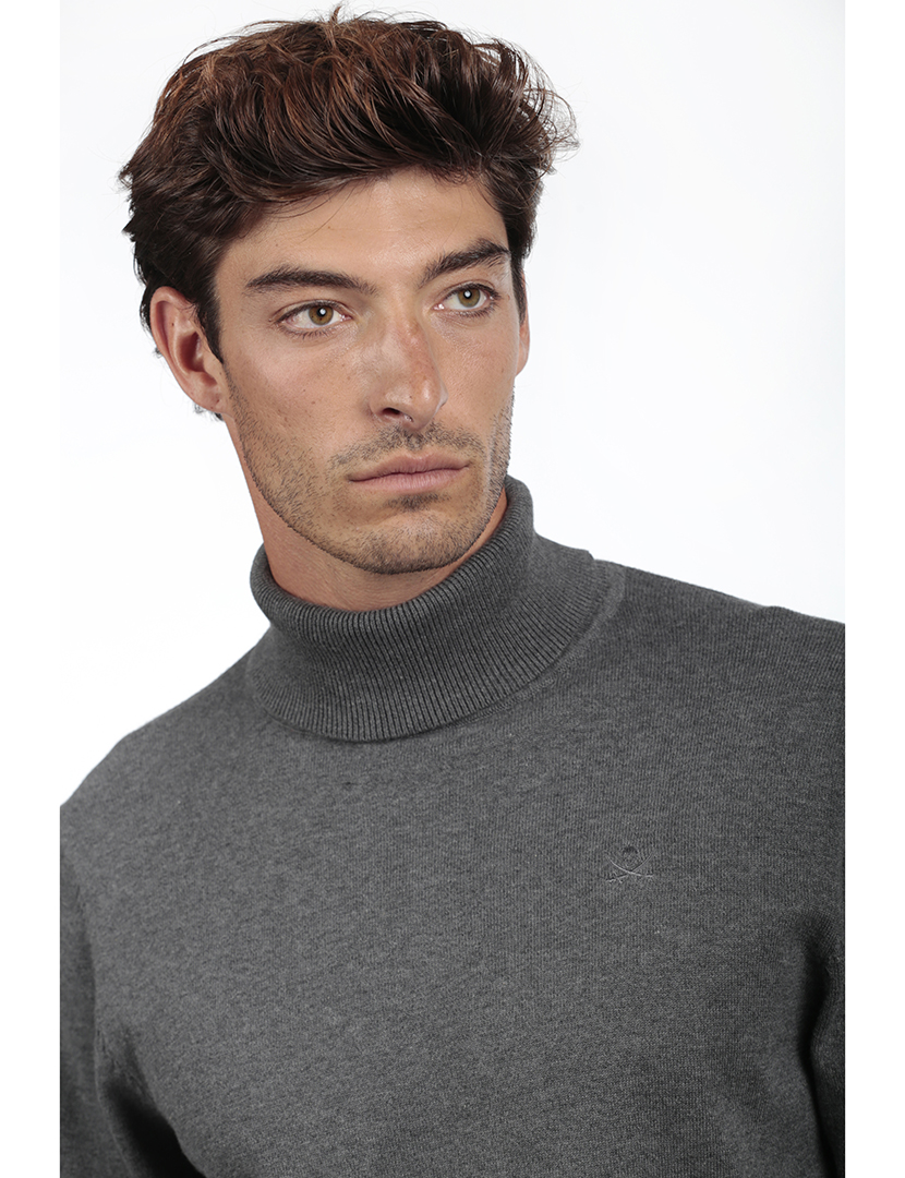 Camisola Gola Alta Homem Cinzento