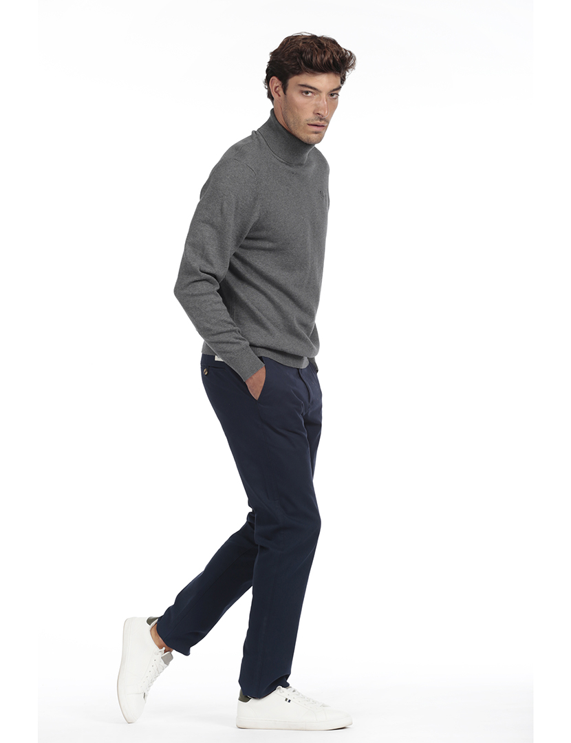 Camisola Gola Alta Homem Cinzento