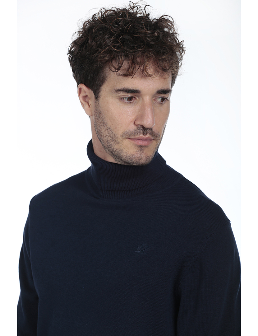 Camisola Gola Alta Homem Azul