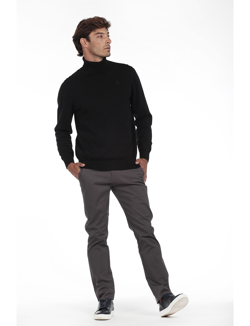 Camisola Gola Alta Homem Preto