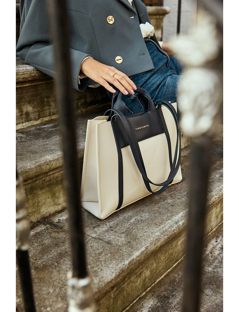 Tote Bag Senhora Umbria Bege e Azul Escuro