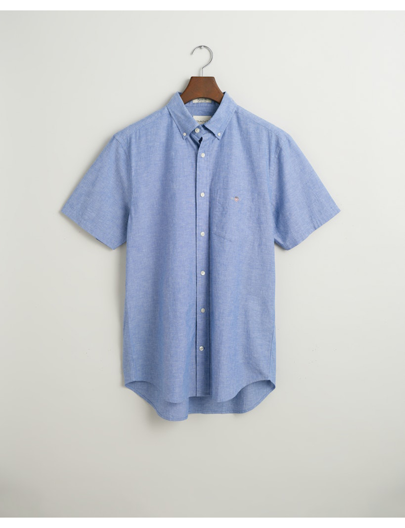 Camisa de Linho Regular Fit Azul