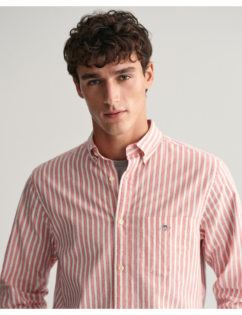 Camisa de manga comprida riscas Rosa