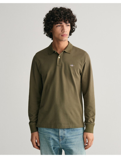 Pólo Manga Comprida Shield Piqué Verde