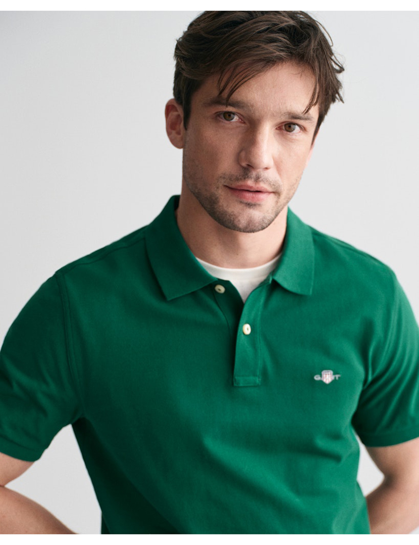 Pólo Regular Fit Shield Piqué Verde Escuro