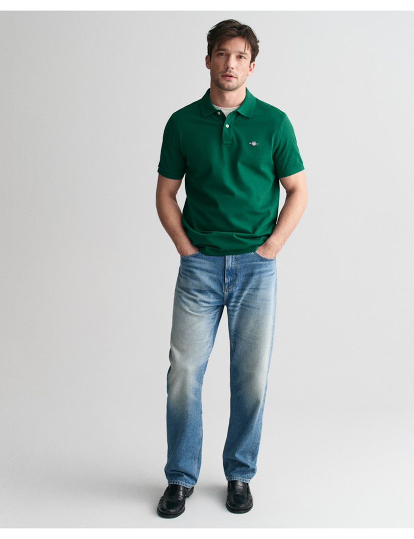 Pólo Regular Fit Shield Piqué Verde Escuro