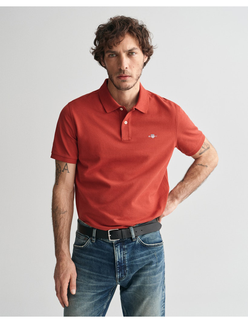 Pólo Regular Fit Shield Piqué Vermelho