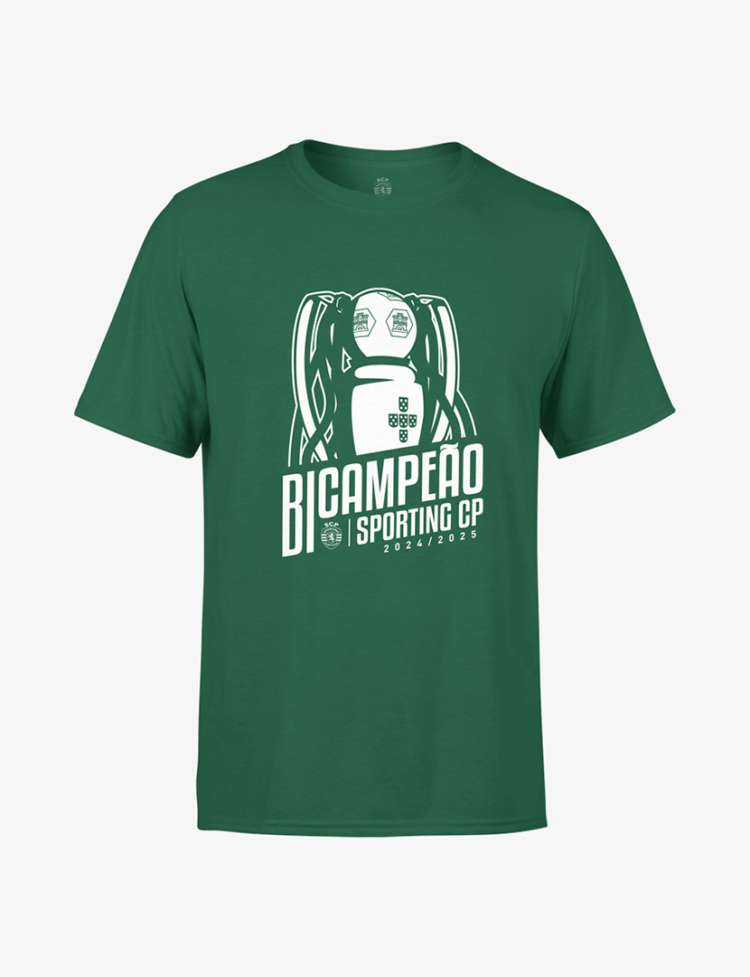 T-Shirt Criança Sporting Bicampeão 2024-25 Verde