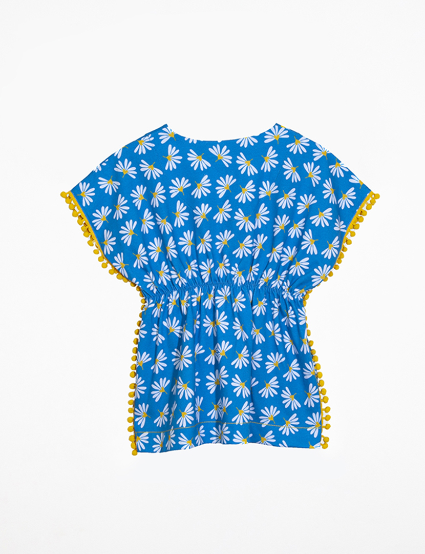 Túnica Rapariga com Padrão Floral Azul