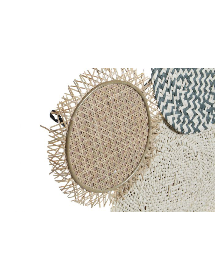 Decoração de Parede de Linho Rattan Círculos