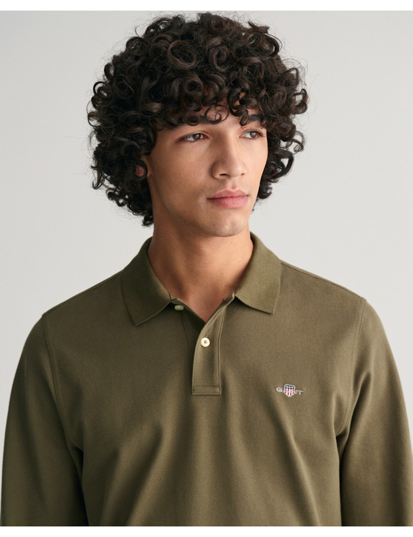 Pólo Manga Comprida Shield Piqué Verde