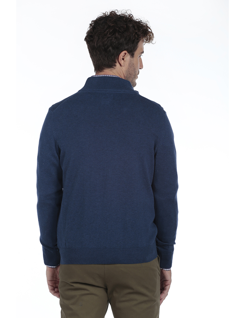 Cardigan com Fecho Homem Azul