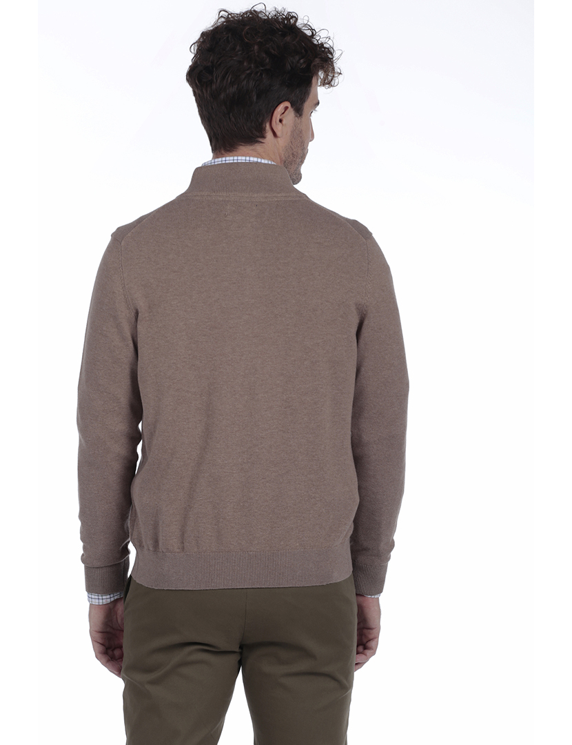 Cardigan com Fecho Homem Castanho