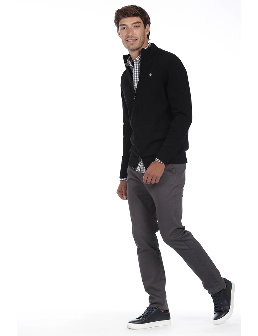 Cardigan com Fecho Homem Preto