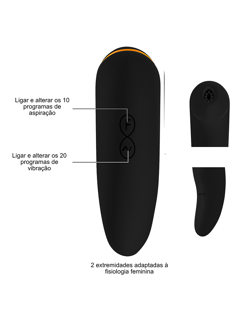 Estimulador de clitóris e Vibrador - 30 programas - Preto