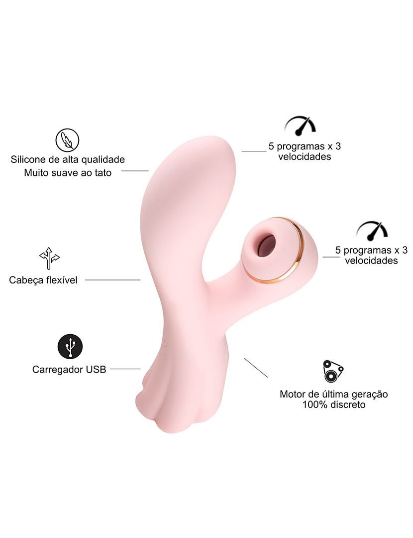 Estimulador de clitóris e Vibrador - 15 programas - Rosa