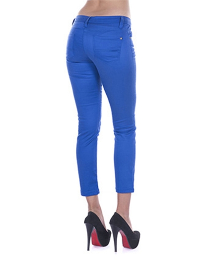 Calças Skinny Senhora Curtas Azul Sax