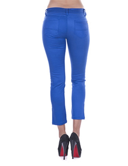 Calças Skinny Senhora Curtas Azul Sax