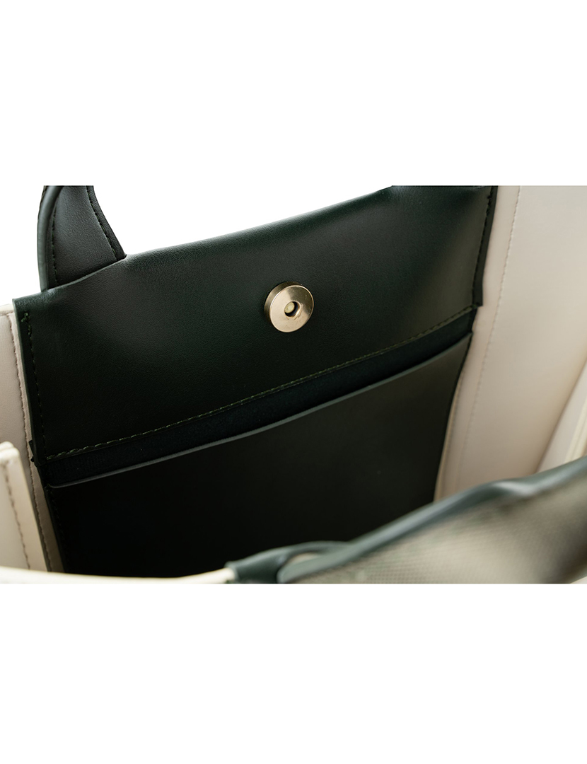 Tote Bag Senhora Umbria Bege e Verde Escuro