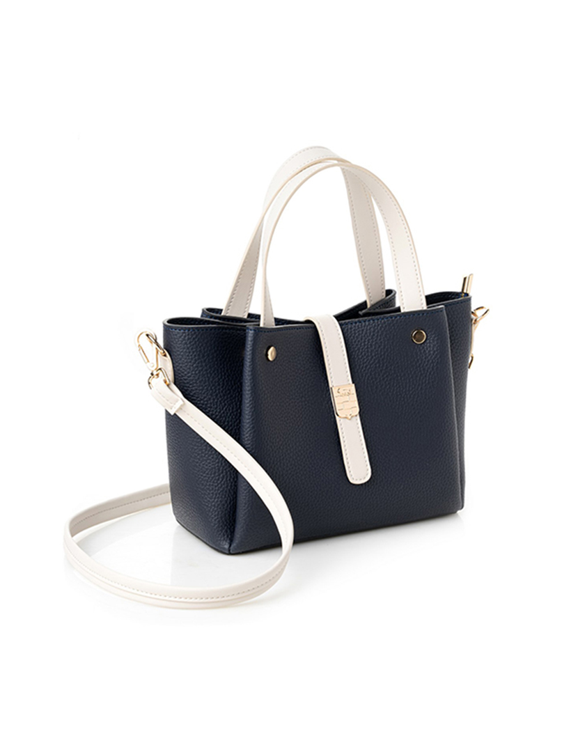 Mala de Mão Senhora Bellagio Azul Escuro e Bege