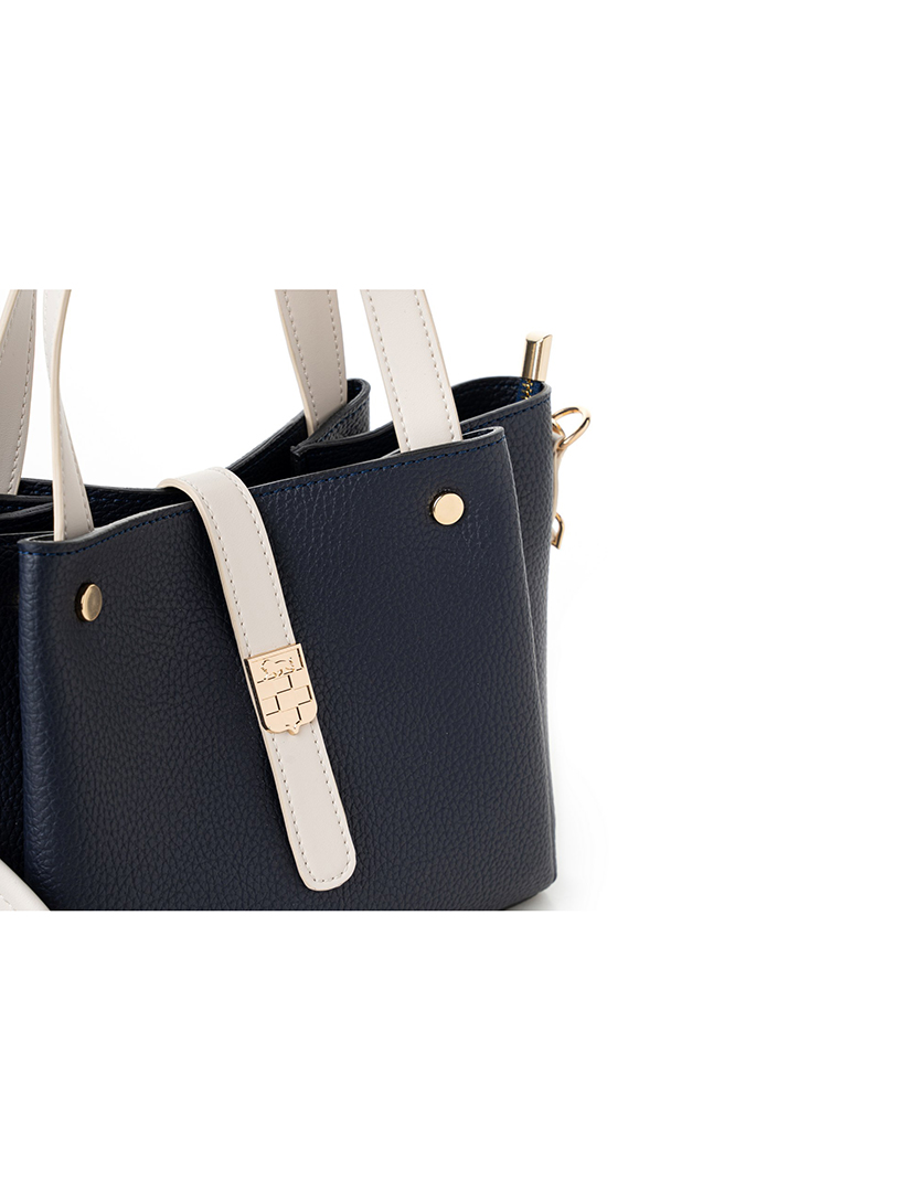 Mala de Mão Senhora Bellagio Azul Escuro e Bege