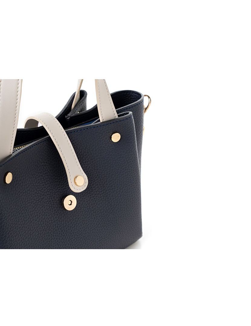 Mala de Mão Senhora Bellagio Azul Escuro e Bege