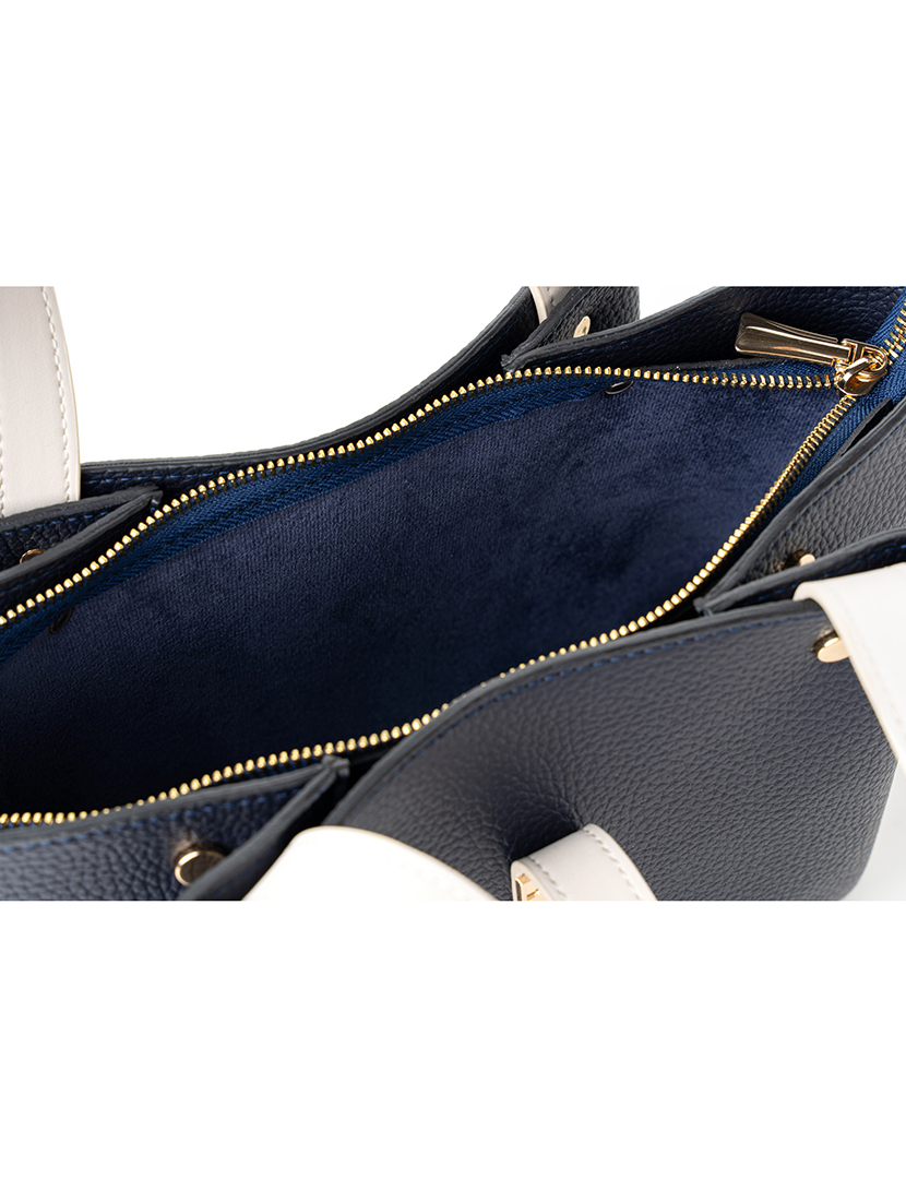 Mala de Mão Senhora Bellagio Azul Escuro e Bege