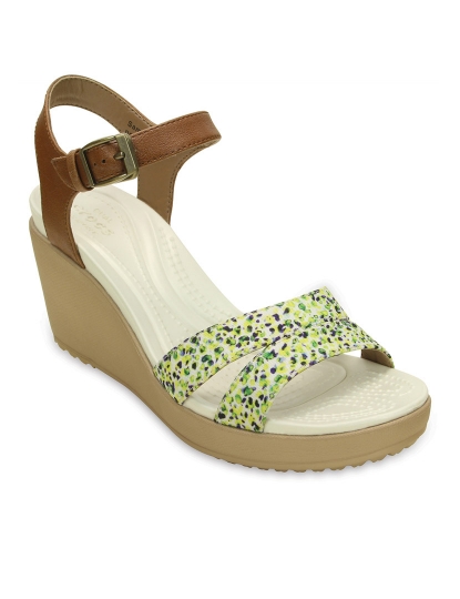 Sandálias Leighii Anklestrap Graphic Wdg Castanho e Verde