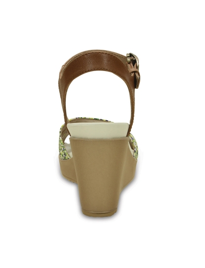 Sandálias Leighii Anklestrap Graphic Wdg Castanho e Verde