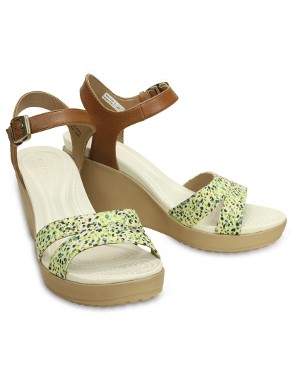 Sandálias Leighii Anklestrap Graphic Wdg Castanho e Verde