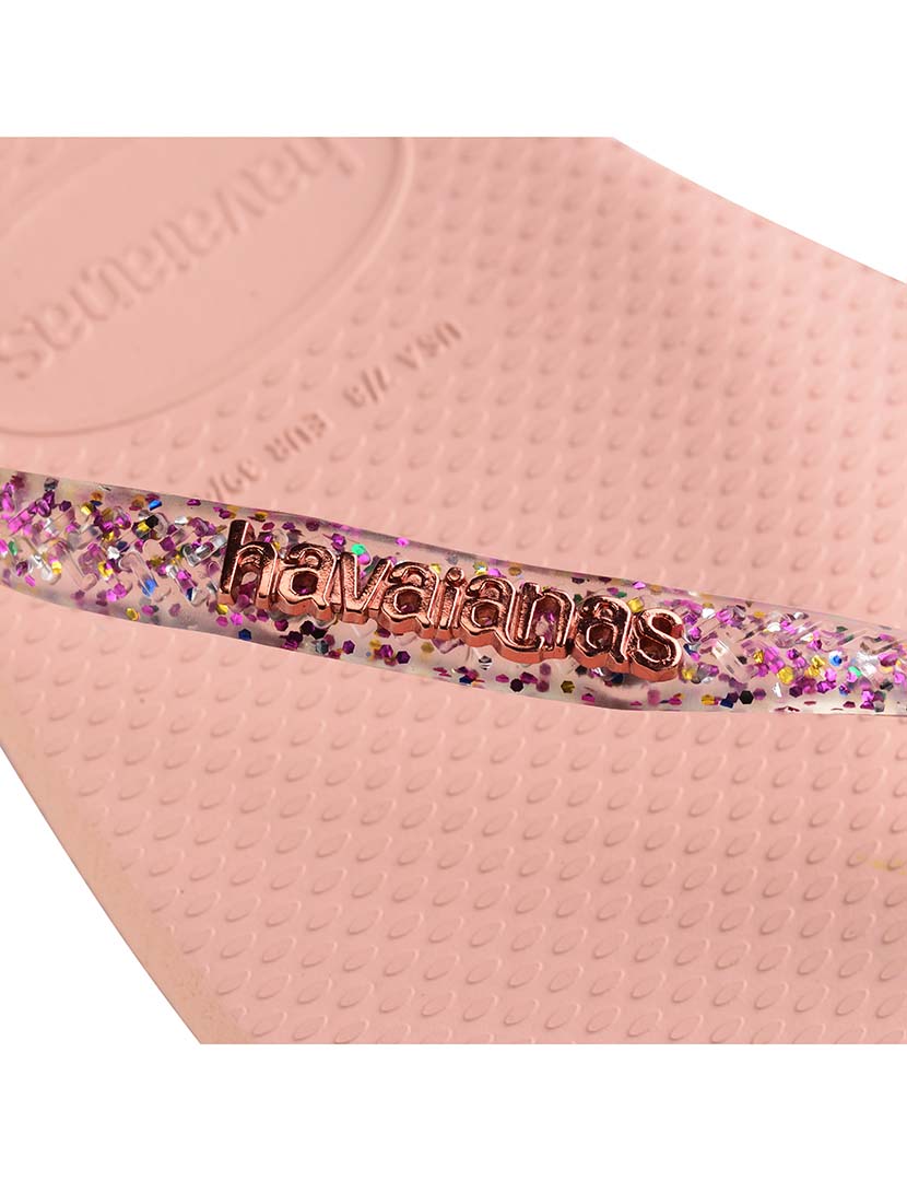 Chinelos Havaianas Square Logo Metallic Rosa