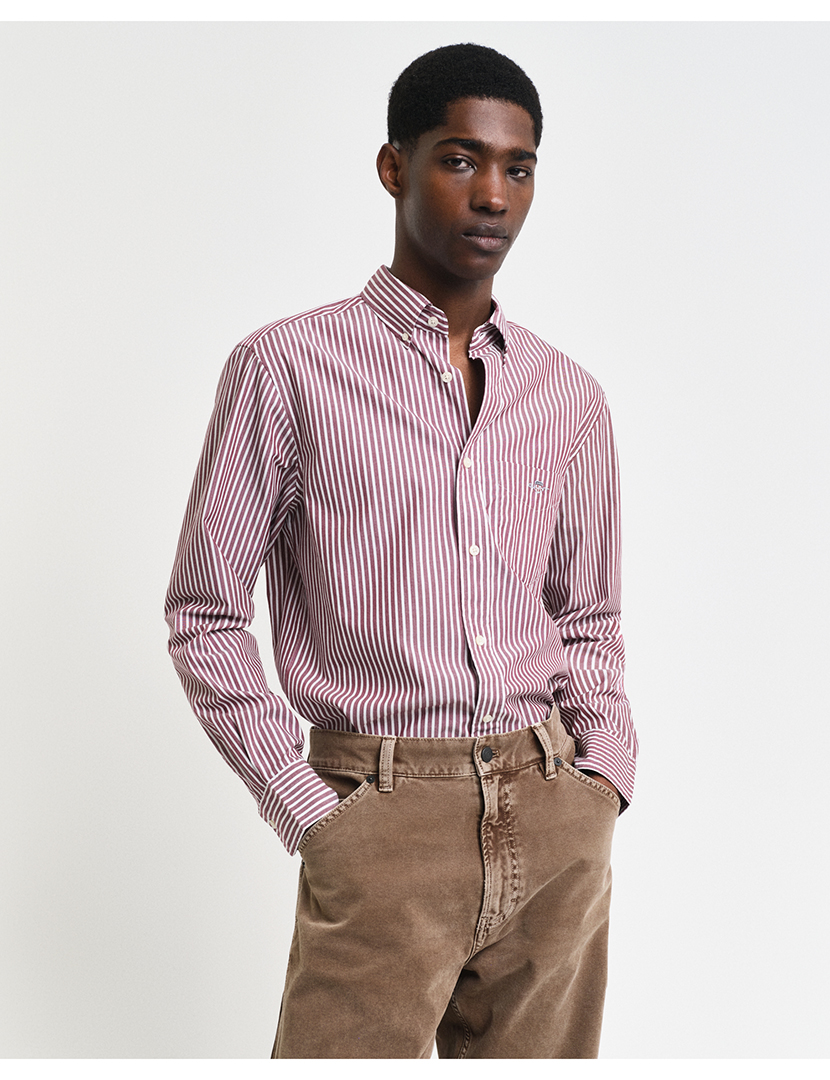 Camisa Regular Fit Classic Riscas Vermelho