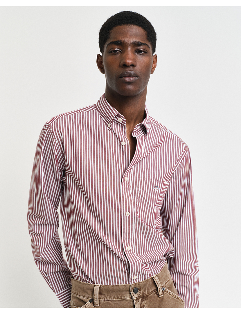 Camisa Regular Fit Classic Riscas Vermelho