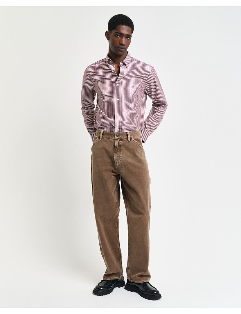 Camisa Regular Fit Classic Riscas Vermelho