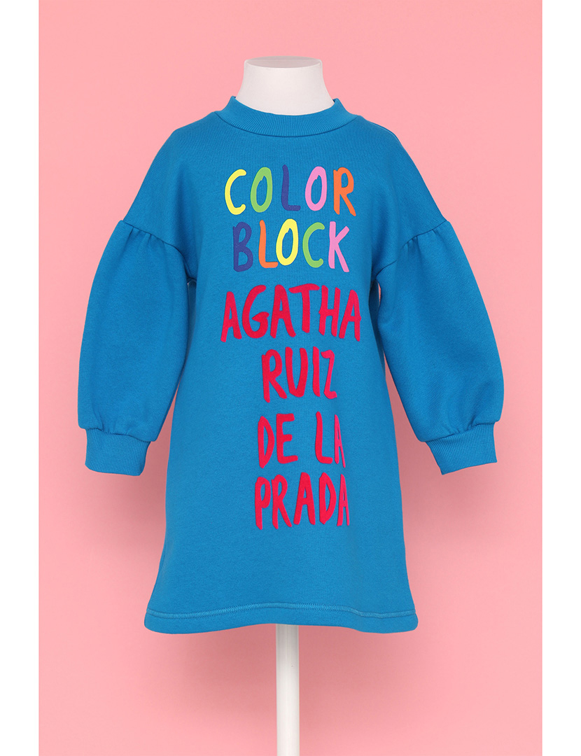 Vestido Color Block Menina Azul