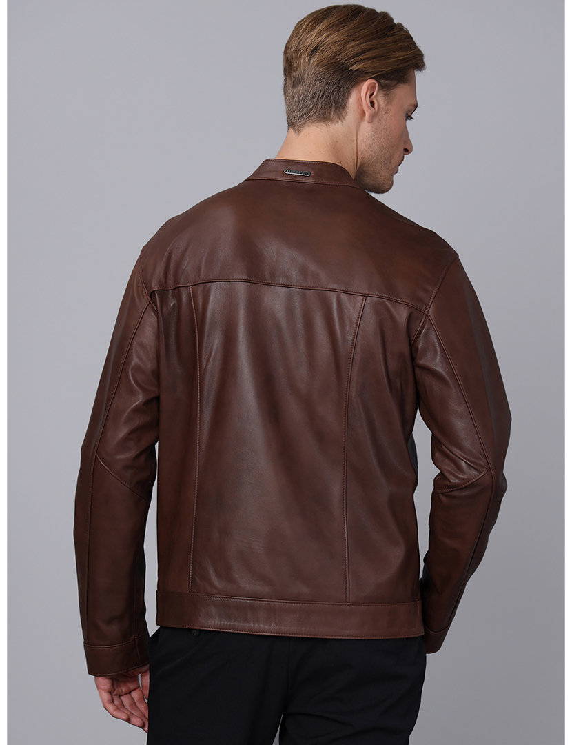 Blusão Pele Homem Castanho