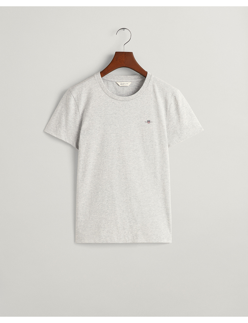 T-Shirt Senhora Regular Shield Logo Short Sleeve Cinzento