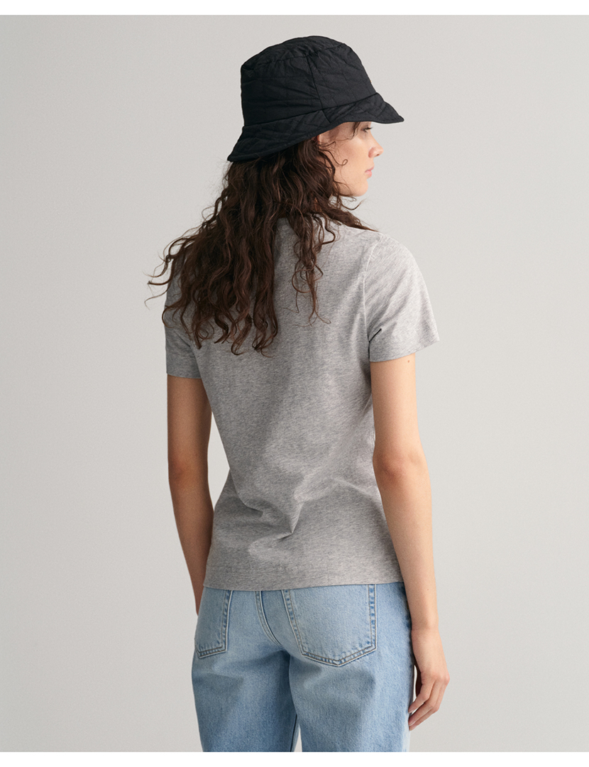 T-Shirt Senhora Regular Shield Logo Short Sleeve Cinzento