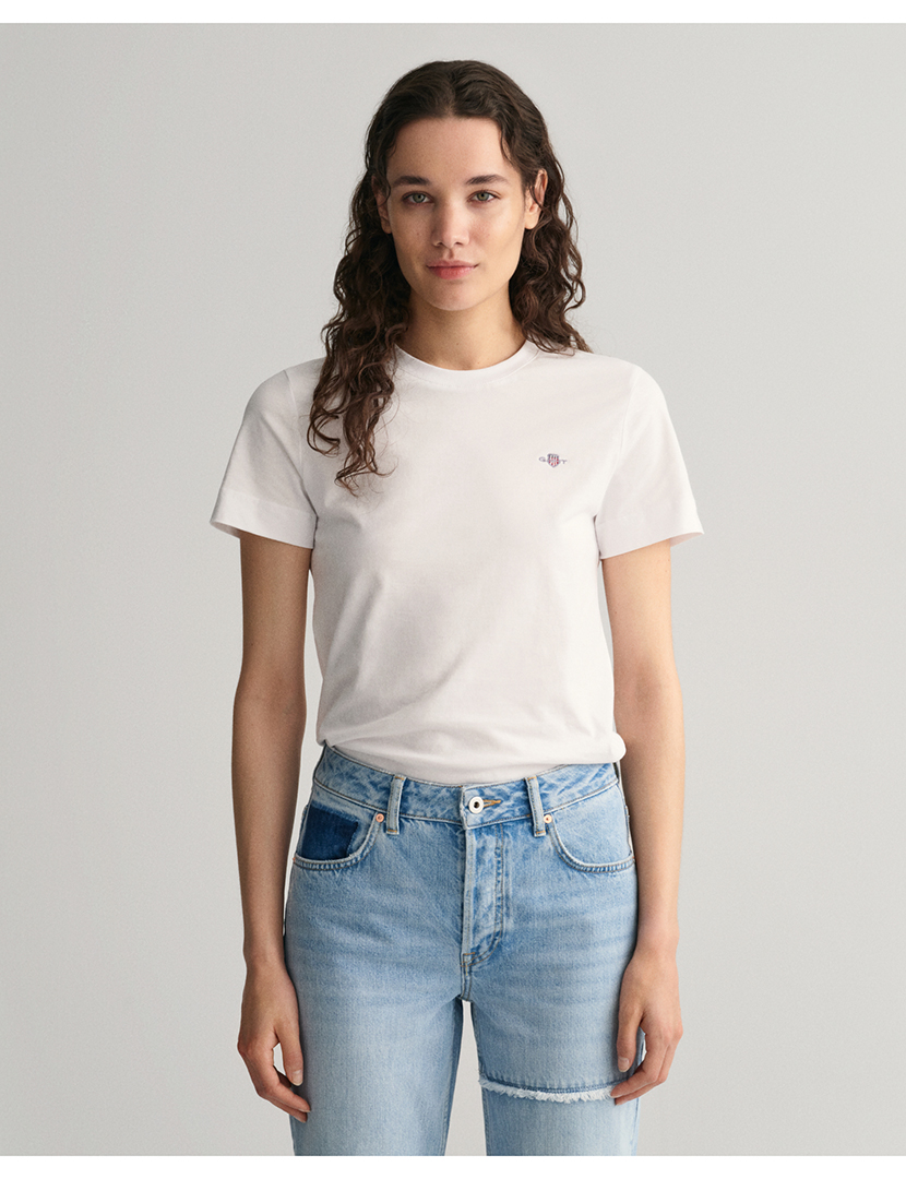 T-Shirt Senhora Regular Shield Logo Short Sleeve Branco