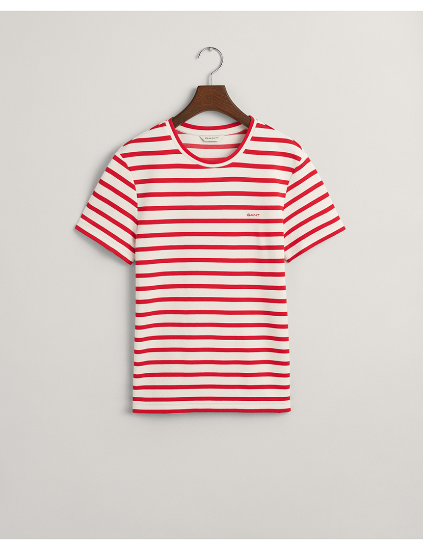 T-Shirt Senhora Riscas Vermelho e Branco