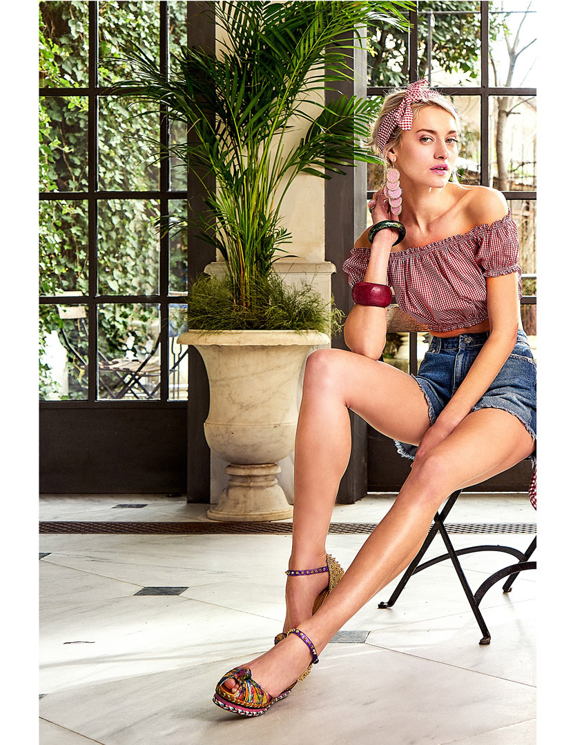 Blusa Senhora Curta Vermelho e Branco